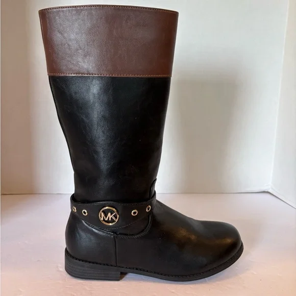 Michael Kors black brown trim derby riding boots size 5 NWOT - Picture 4 of 10